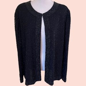 Marina Black Cardigan with All Over Beading 4X